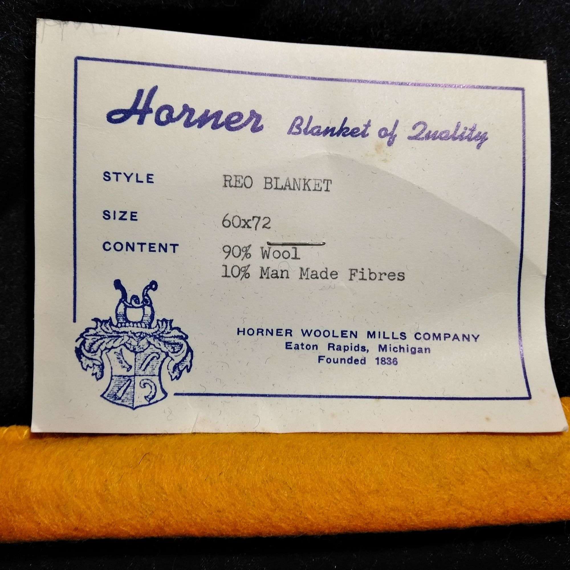 Horner woolen top mills blanket